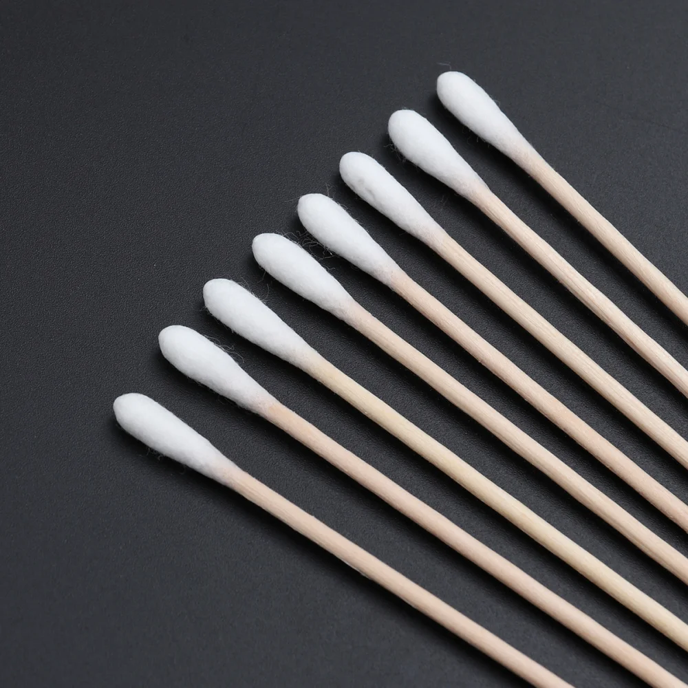 

100Pcs Long Wood Handle Cotton Swab Medical Swabs Ear Cleaning Cosmetic Tool Makeup Removal Wound Care Cotton Buds Sanitary Swab
