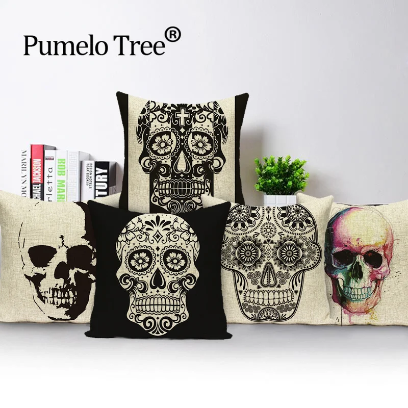 Мексиканская Подушка с черепом декоративная подушка чехол для улицы льняная