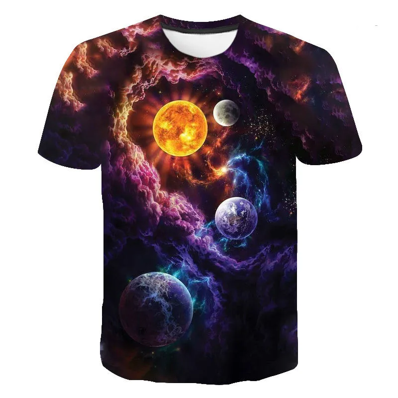 

2021 Summer New Men'S Clothing 3D Printing Starry Sky Printing Casual Trend Oversized T-Shirt Top Round Neck Breathable 100-6XL