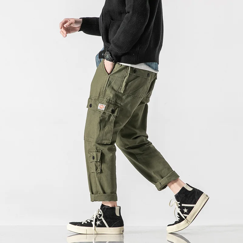 

Ybaby 2021 spring and autumn new double color Multi Pocket overalls men's casual sports fashion men's pants cargo pants men