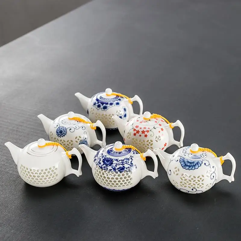 

porcelain chinese kung fu tea set drinkware 2021NEW blue-and-white exquisite ceramic teapot kettles tea cup