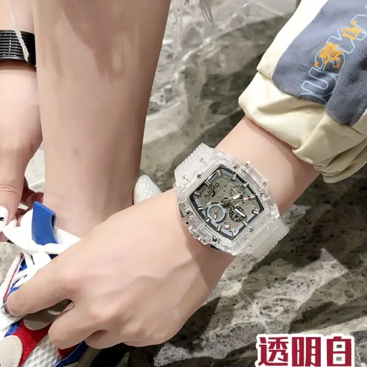 Часы наручные спортивные с резиновым ремешком модные многофункциональные