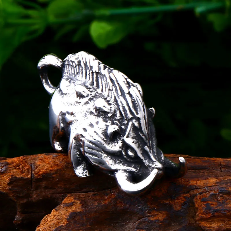 Колье мужское с кулоном викинг-кабан из высококачественной винтажной ювелирной стали 316L Nordic Animal Charm Beier LLLHP144P.