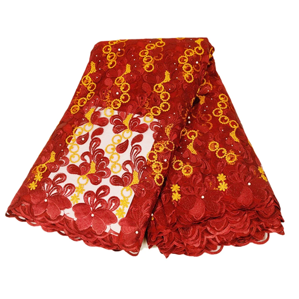 5 Yard Home High Quality Luxurious Dress Clothes Sewing Fabrics Needlework African Lace Fabric 100% Polyester Embroidery | Дом и сад