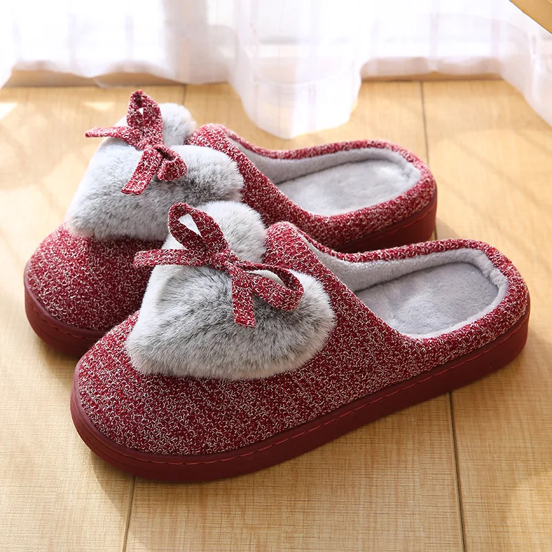 

New style cotton slippers in winter indoor loving couple cotton slippers ribbed floor anti-skid wear-resistant thick sole