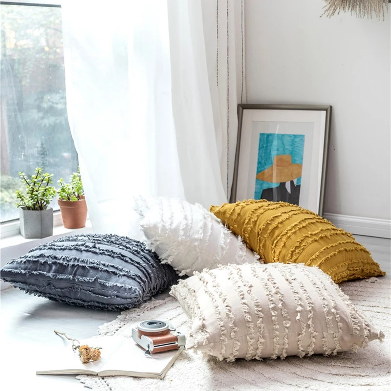 

Cushion Cover Floral Tassels Square Pillow Case Cotton Pillow Cover 45X45cm Home Decoration Sofa 18 Inch