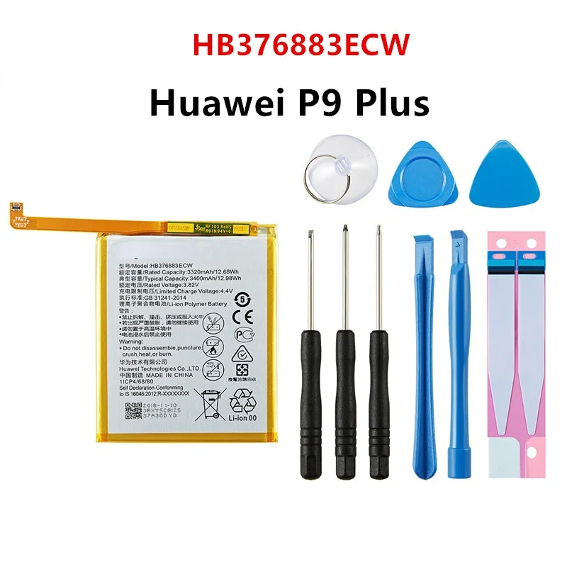 

100% Оригинальный аккумулятор HB376883ECW 3400 мАч для HUAWEI P9 Plus Мобильный телефон батареи + Инструменты