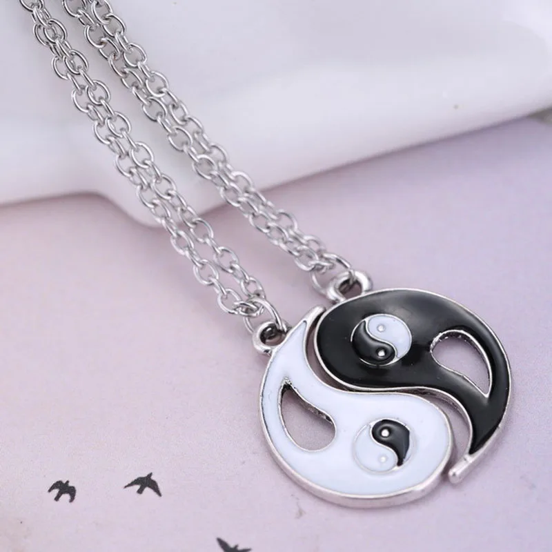 2 шт./компл. черно белое ожерелье сестры пара друг ювелирные изделия кулон Инь
