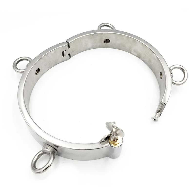 ZMC059B Stainless Steel Neck Collar With 4 Ring Restraints Choker Neck Cuff Fetish Slave BDSM Adult Games Sex Shop Sex Toys