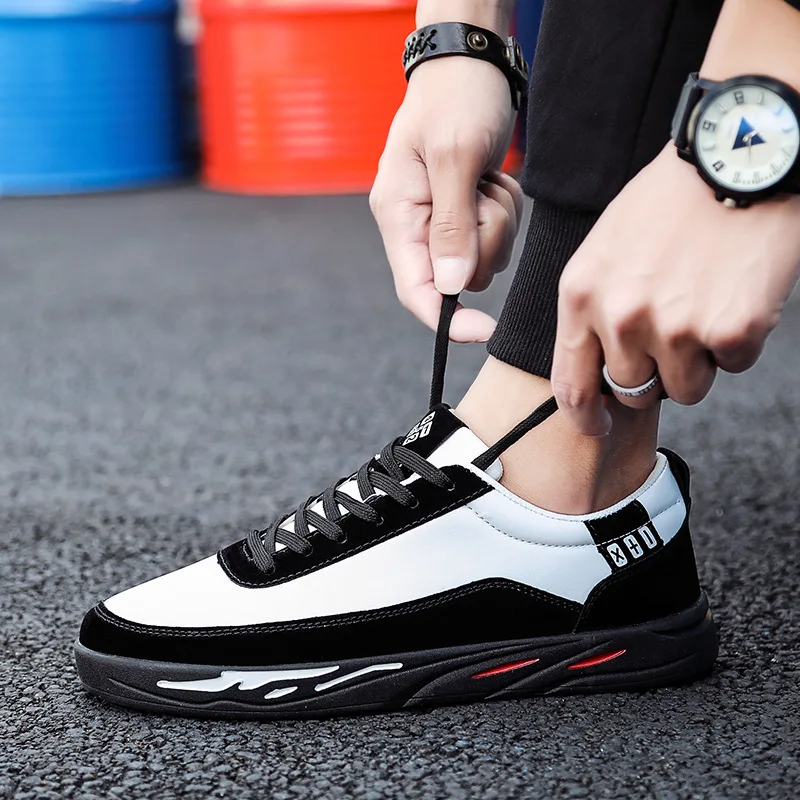 Kamucc 2019 Autumn New Men Casual Shoes Breathable Wear Resistant PU Leather Summer White Round Toe Lace up Flat Snekaers | Обувь