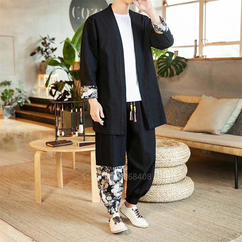 Кардиган мужской с короткими рукавами традиционная китайская одежда принтом