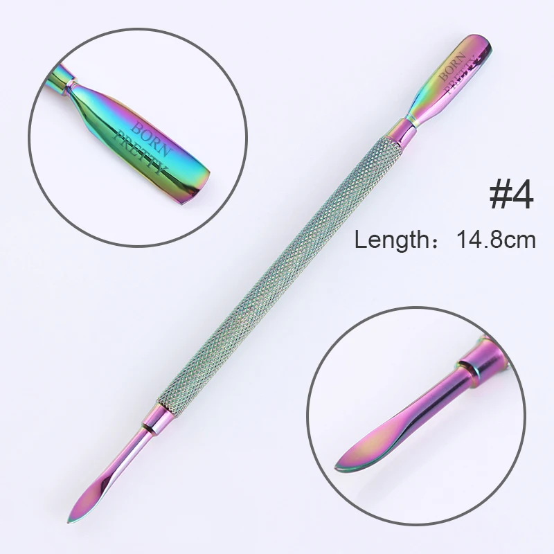Pattern 4 BORN PRETTY Pusher для кутикулы ногтей из нержавеющей стали Радужный Пинцет клипер для удаления омертвевшей кожи плоскогубцы-ножницы инструмент для маникюра - Цвет: Pattern 4