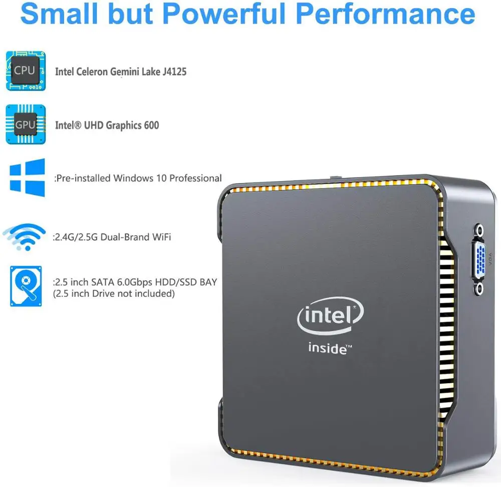 GK3V мини ПК Intel celeron J4125 четырехъядерный 8 Гб RAM 128 ГБ Windows 10 dual WIFI 4K 60Hz WIN10 HDMI VGA