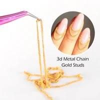 6pcs 3d chain snake bone studs nail decoration for manicure rhinestone gold diy metal punk japan nail design ornament glfb01 04