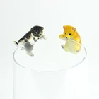 Новинка, милые питомцы, щенок Сиба-ину на краю чашки, стеклянная модель, фигурки собак, рождественский подарок, детская игрушка