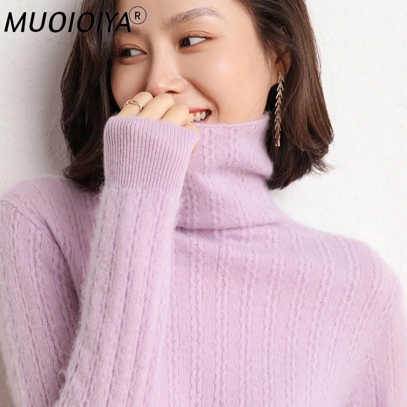 

Hot Sale Women Sweaters Fashion Thick Turtleneck 100% Cashmere Knitting Soft Jumpers Female High Quanlity Solid Color Pullovers