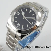bliger self winding men watch stainess steel solid case nh35 miyota 8215 pt5000 movement brushed oyster strap screw back