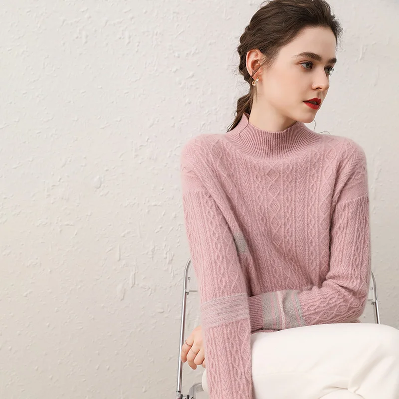Осень-зима 2020 новый модный кашемировый свитер женский топ с прострочкой 100%