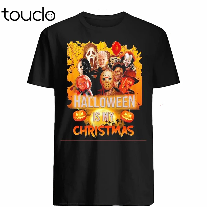 

Мужские классические рубашки с героями фильма «ужасы», «Хэллоуин-моя Рождественская футболка» стандартного размера