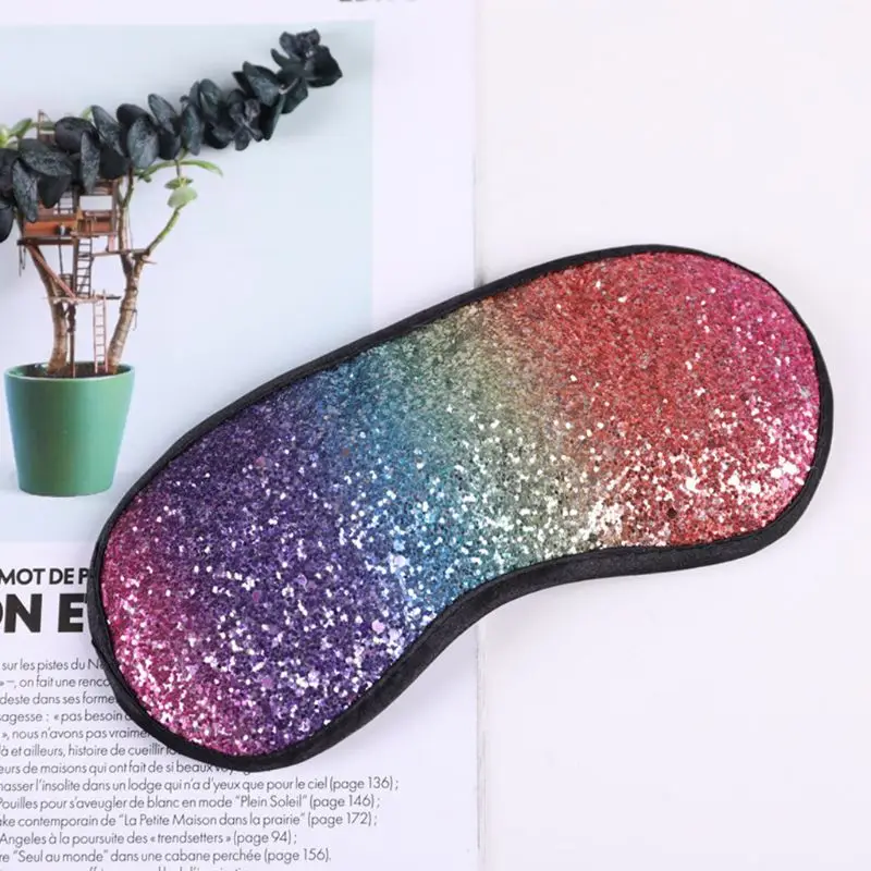 

Eyeshade Eye Patch Women Girls Sweet Glitter Sequins Sleeping Eye Mask Gradient Rainbow Blindfold