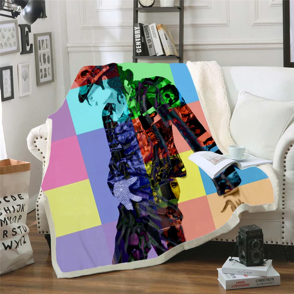 

Michael Jackson 3d printed fleece blanket for Beds Hiking Picnic Thick Quilt Fashionable Bedspread Sherpa Throw Blanket style-1