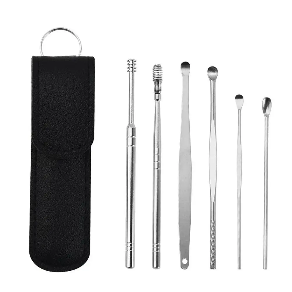 

6Pcs/Set Steel Ear Pick Spoon Ear Wax Removal Cleaner Portable Ear Cleaner Wax Removal Tool Earpick