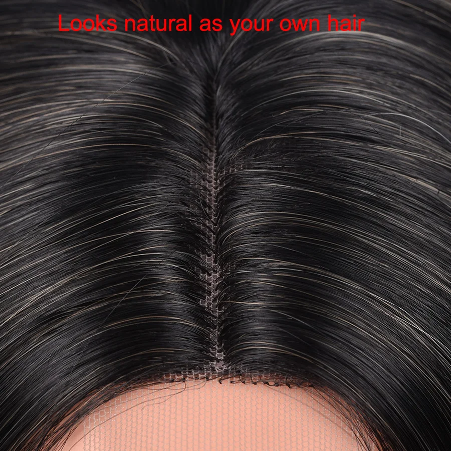 

Long Ombre Light Ash Brown Blonde Natural Wavy Wig Cosplay Party Daily Synthetic Lace Wig for Women High Temperature Fibre