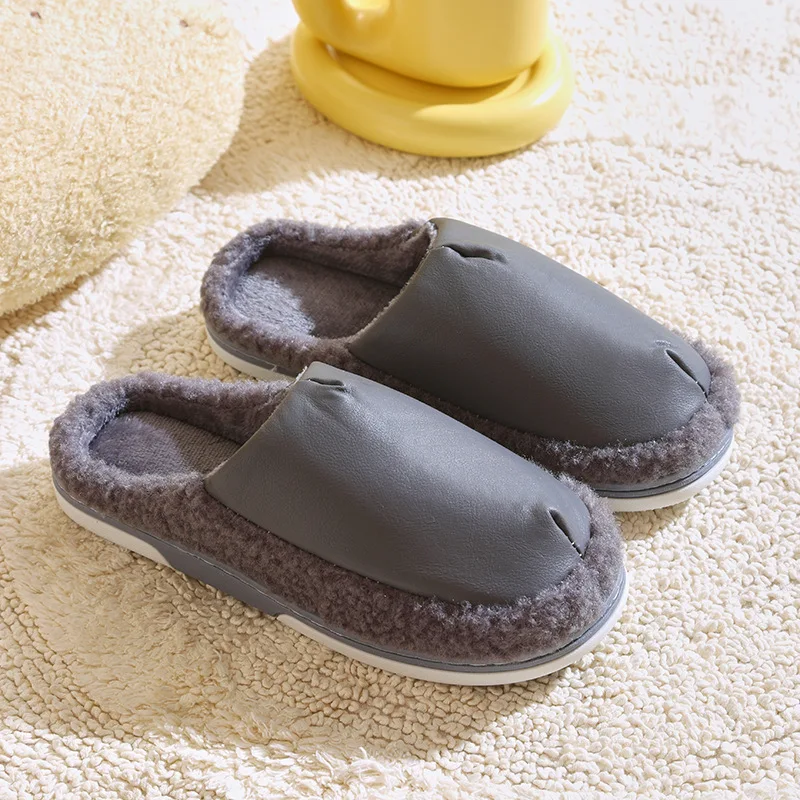 Wholesale Winter Women House Slippers Faux Fur Ladies Warm Fluffy Water Proof Non-Slip Soft Flat Heel Men Zapatillas Casa Mujer