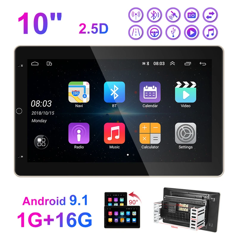 

Car 10 Inch Universal Android Navigation MP5 Player GPS Bluetooth Rotatable Car Radio Integrated Machine Volkswagen Ford Focus 2