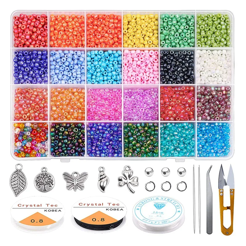 

12000 Pcs Glass Seed Beads Small Craft Beads for DIY Bracelet Necklaces Crafting Jewelry Making Supplies