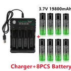 Аккумуляторная батарея 18650, 3,7 в, 19800 мАч, литий-ионная батарея для светодиодного фонарика, батарея 18650, оптовая продажа + 1 шт. зарядка