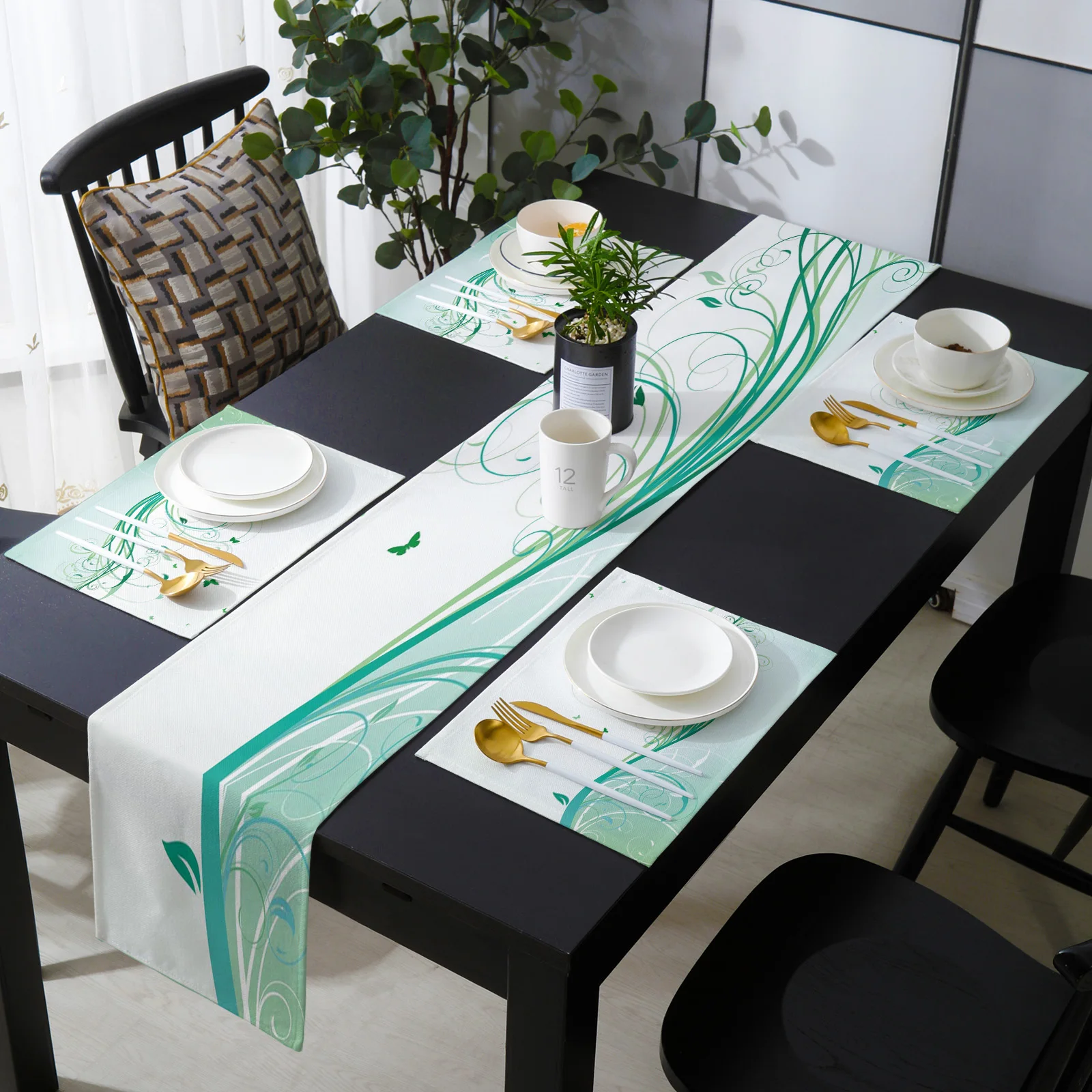 

Branch Butterfly Flower Art Beauty Table Runner Set Tablecloth for Table Home Wedding Decoration Dining Table Runner