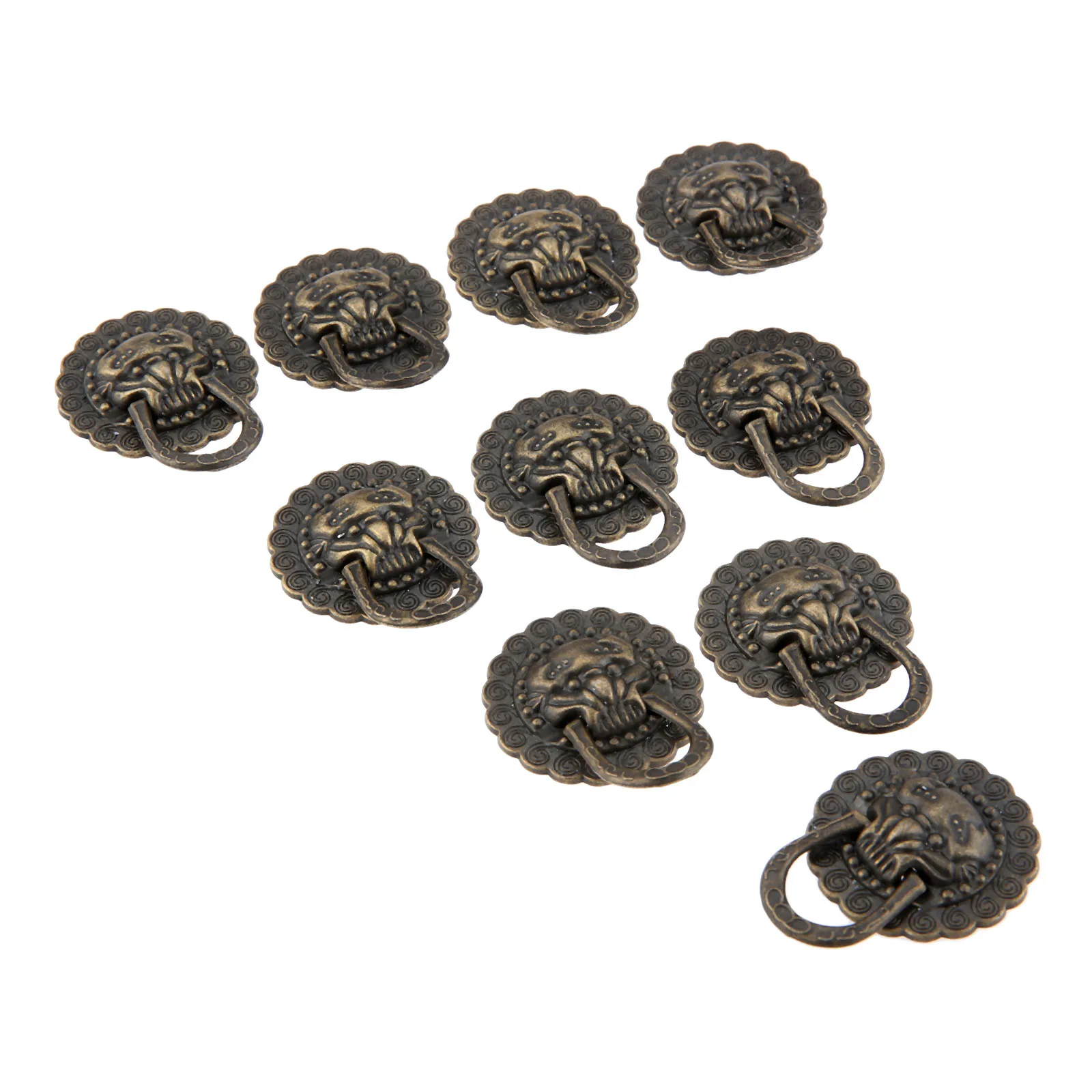DRELD 10 шт. Античная бронзовая Львиная голова дверная ручка для мебели из