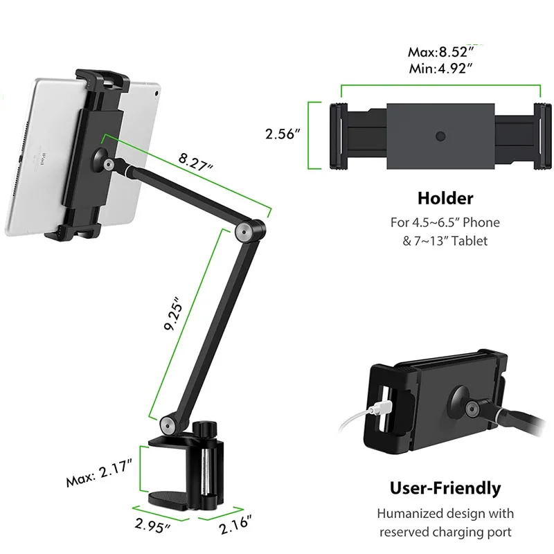 tablet holder ipad stand adjustable for mobile phone mount smartphone cradle ipad pro accessories 6 to 13inch long arm bracket free global shipping