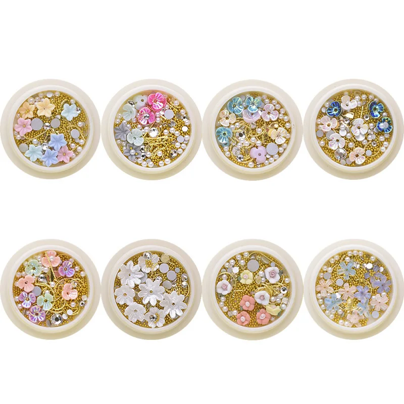 Смола Роза 3D украшения для ногтей 1 коробка дизайн цветок стиль драгоценный