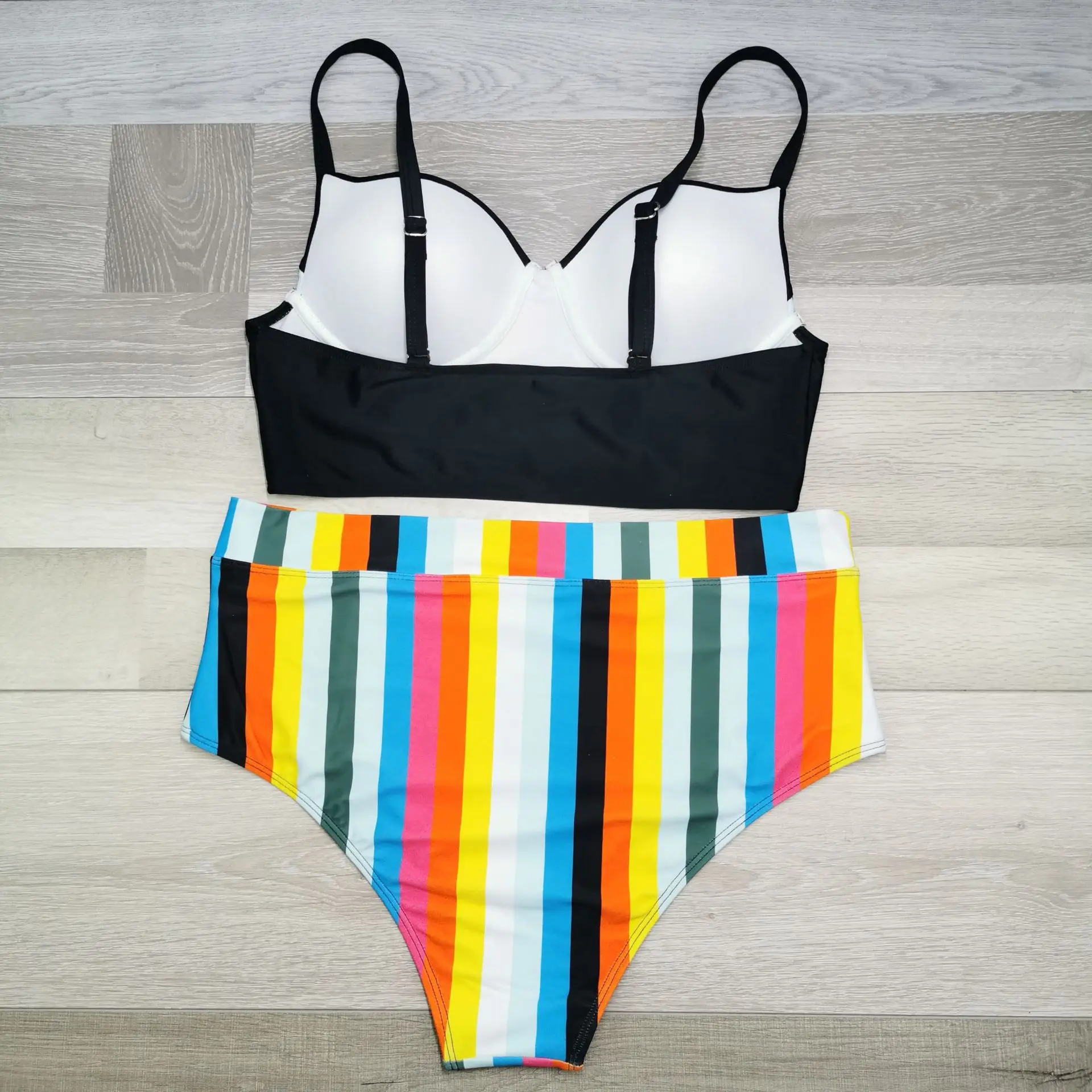 

Plus Size Swimwear Push Up Women Swimsuit Bikini Set Large Size Rainbow Large Size High Waist Swimming Bathing Suit Biquini 5XL