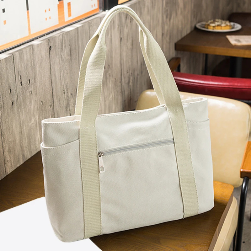 

Blank A4 Large Canvas Tote Shoulder Bag Women Bags Canvas School Bags For Women Teenage Girls 2021 Women Hand Bags