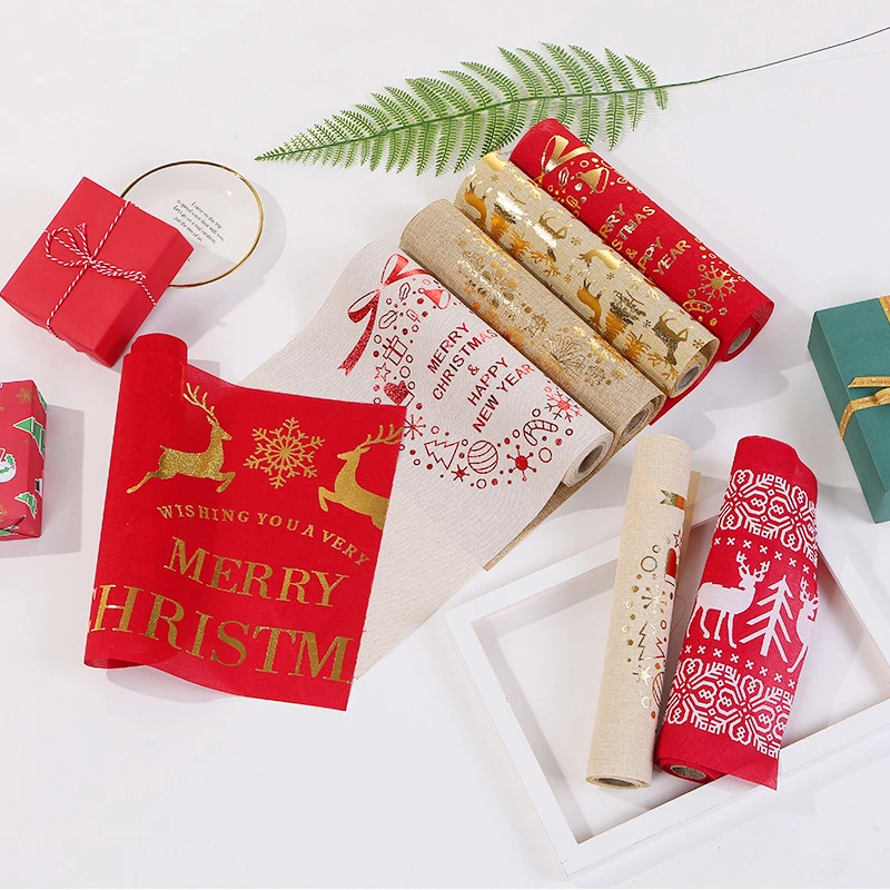 

28*275cm Christmas Printed Tablecloth New Year Table Covers Christmas Decorations for Home Xmas Party Navidad Decor 2020 2021