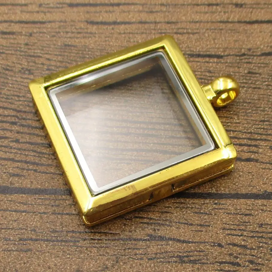 Square Magnet Floating Locket 1PCS/Lot 35×28mm Memory Glass With Rhinestones DIY Necklace Craft 2 Colors Available-TS0047 | Украшения и