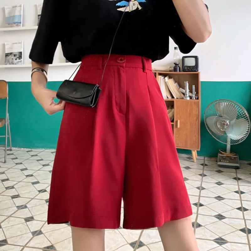 

Summer New High Waist Shorts Women's Casual Loose Solid Color Shorts Fashion Wild Wide Leg Shorts