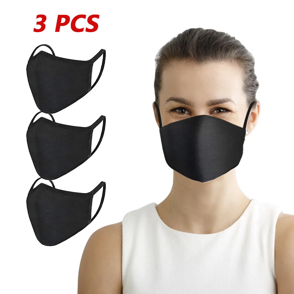 3PCS Adult Mask Cotton Solid Washable Reusable Breathable Facemask Windproof Mouth Cover Mouth-muffle Mascarillas For Men Women | Дом и сад