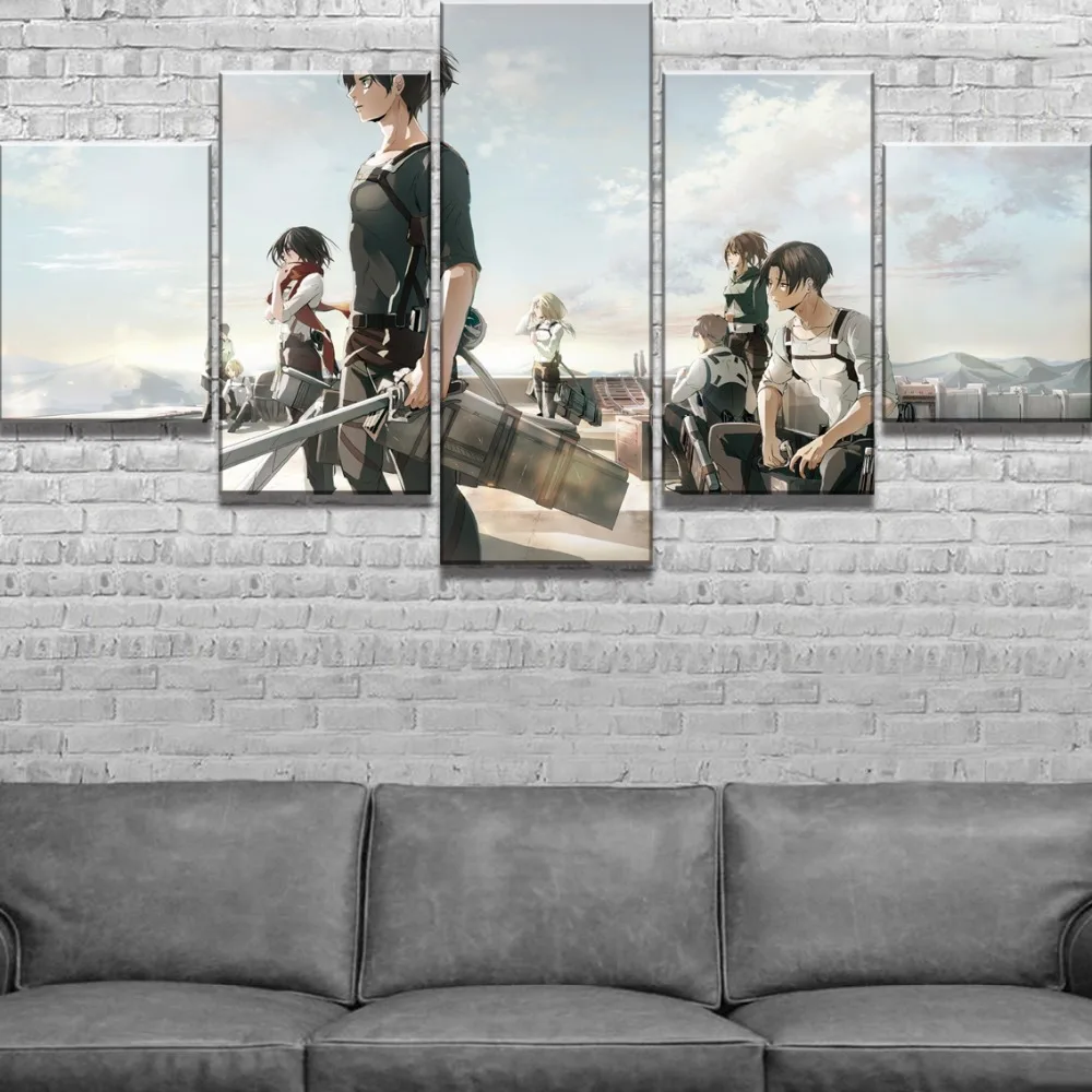 5 шт. Холст Искусство атака на Титанов аниме постер Куадрос декор картины холсте
