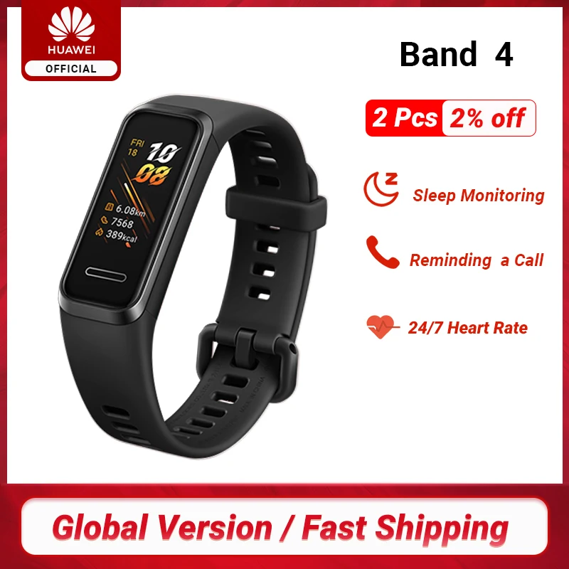 В наличии Gloabl версия Huawei Band 4 смарт браслет 0 95 ''цветной сенсорный AMOLED экран