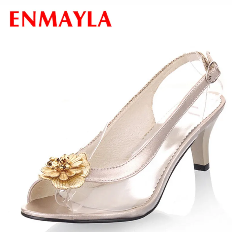 ENMAYLA летние классические прозрачные туфли женские сандалии с открытым носком на