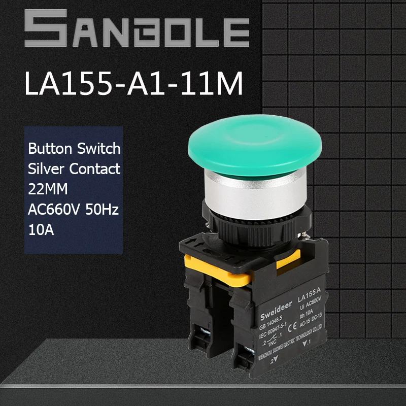22 мм сброс грибной головки Водонепроницаемая нажимная кнопка переключатель Пуск