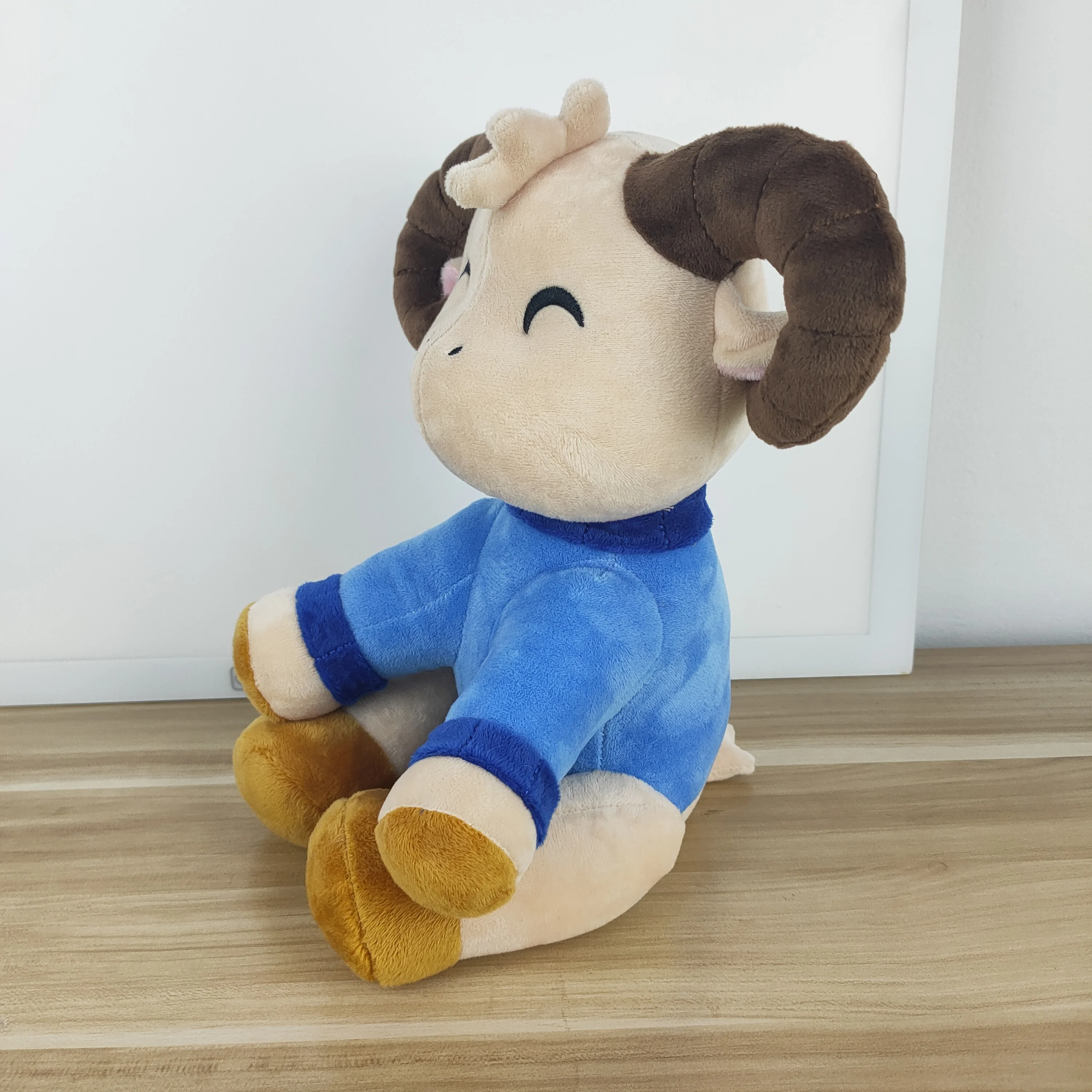 

Plush Smiling Lamb Doll Blue Clothes Lamb Cute Home Decoration Birthday Gift Cute And Novel