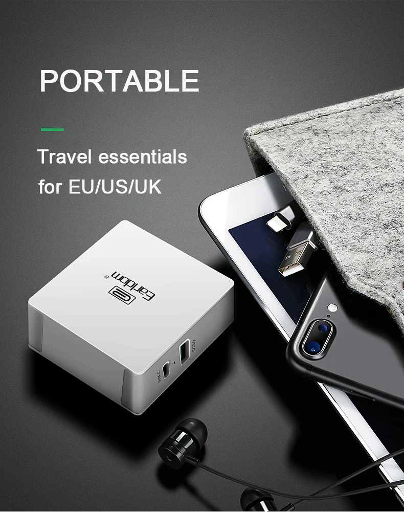 Earldom 36 Вт 2 порта PD+ QC3.0 Быстрая зарядка USB зарядное устройство дорожное настенное быстрое зарядное устройство для телефона s 3,0 адаптер портативный для ЕС, США, Великобритании