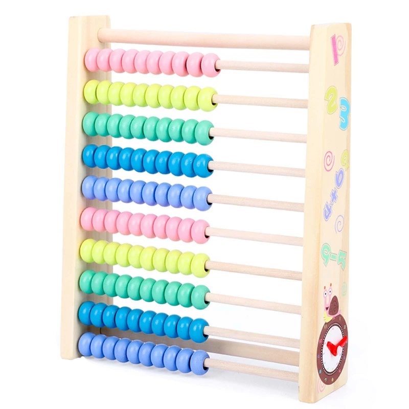 

10-Row Wooden Frame Abacus with Multi-Color Numbers Calculating Beads Children Early Math Learning Educational Toy