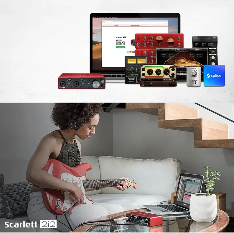 Модернизированный Focusrite Scarlett 2i2(3-го поколения) профессиональный аудио интерфейс USB звуковая карта с предусилитель микрофона