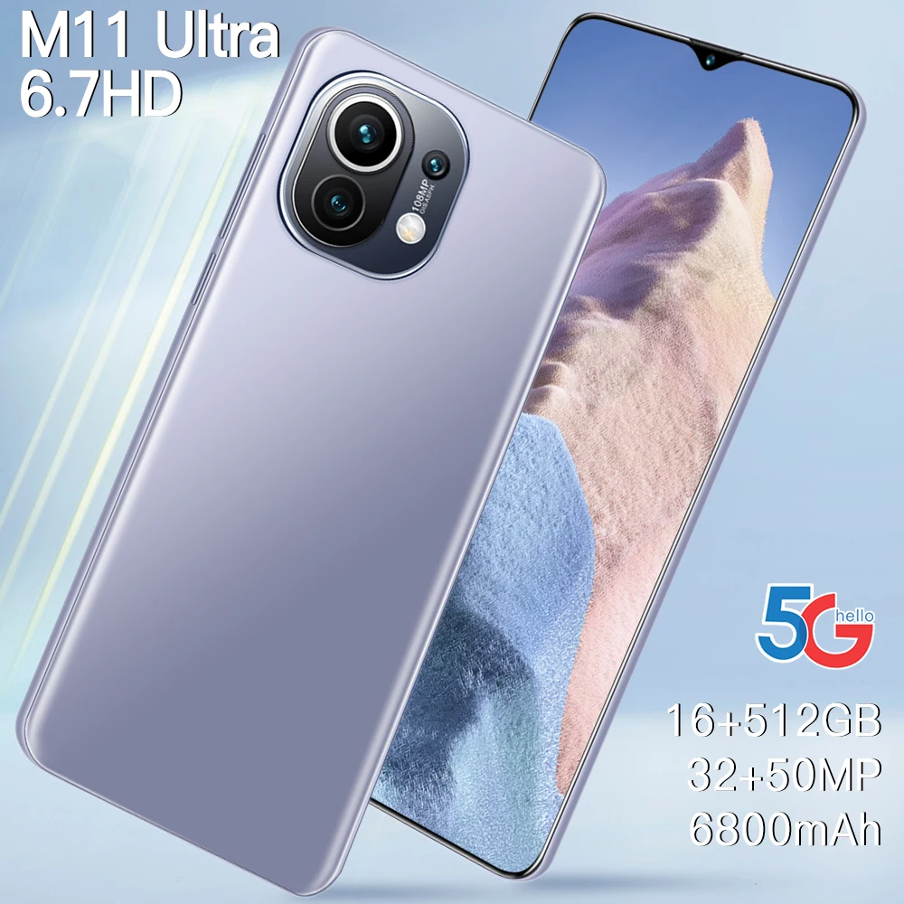 

Global Version M11 Pro Smart Camera Game Phone Android 10 16GB+512GB Dual SIM Unlocked Phone MTK 6889 7.3-inch HD Screen